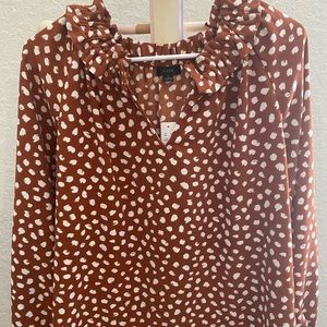 J. Crew Brown and White Blouse, Size S